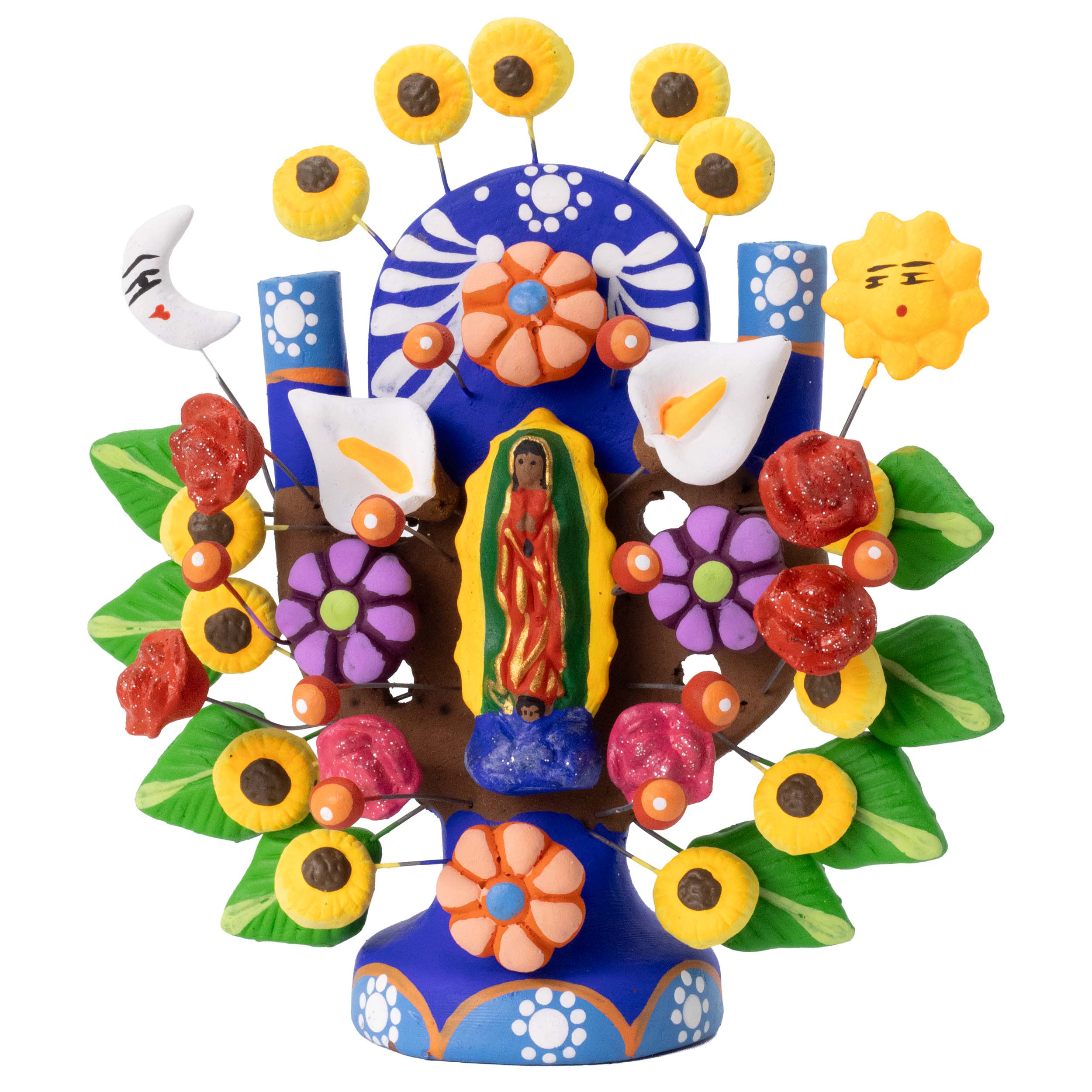 Virgen de Guadalupe Small Tree of Life Clay Sculpture