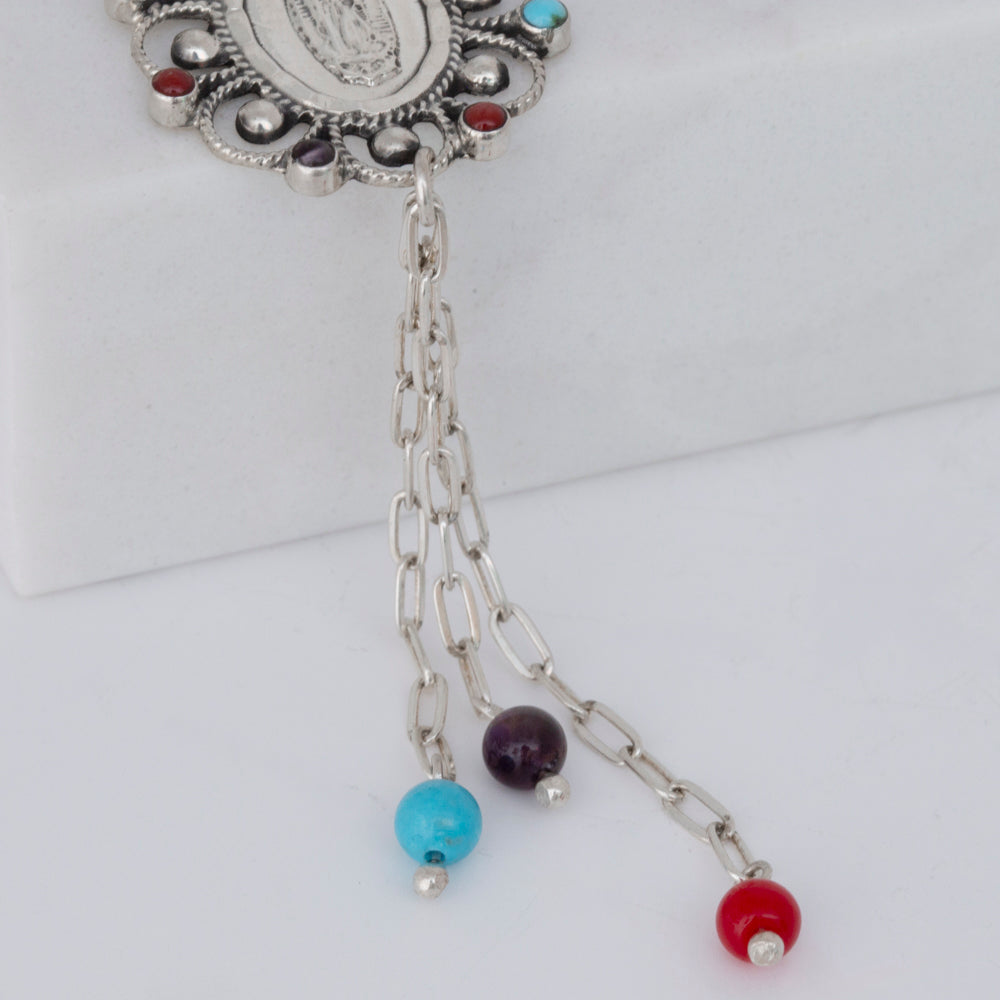 Sterling Silver Virgen de Guadalupe Necklace