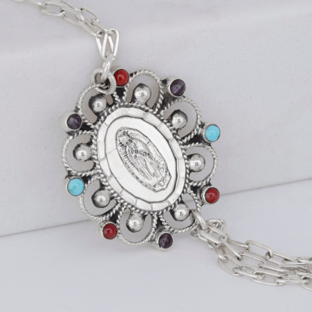 Sterling Silver Virgen de Guadalupe Necklace