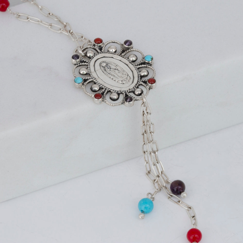 Sterling Silver Virgen de Guadalupe Necklace
