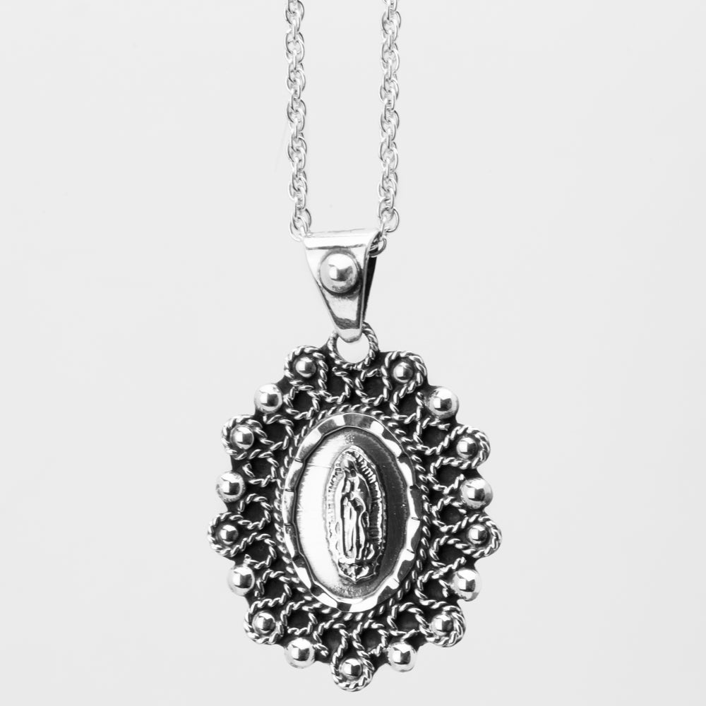 Sterling Silver Virgencita Baroque Pendant