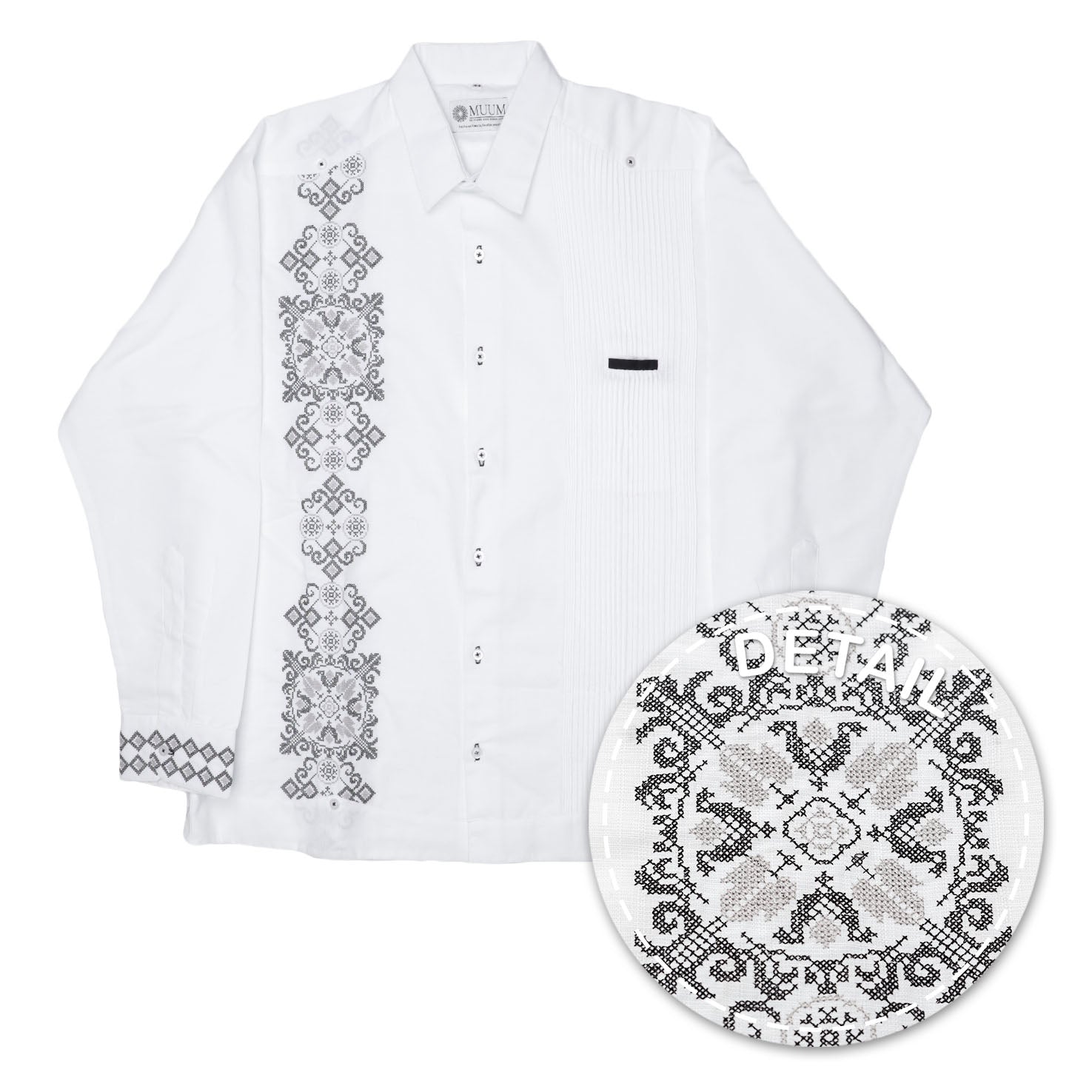 Grey Emperador Long Sleeve Guayabera