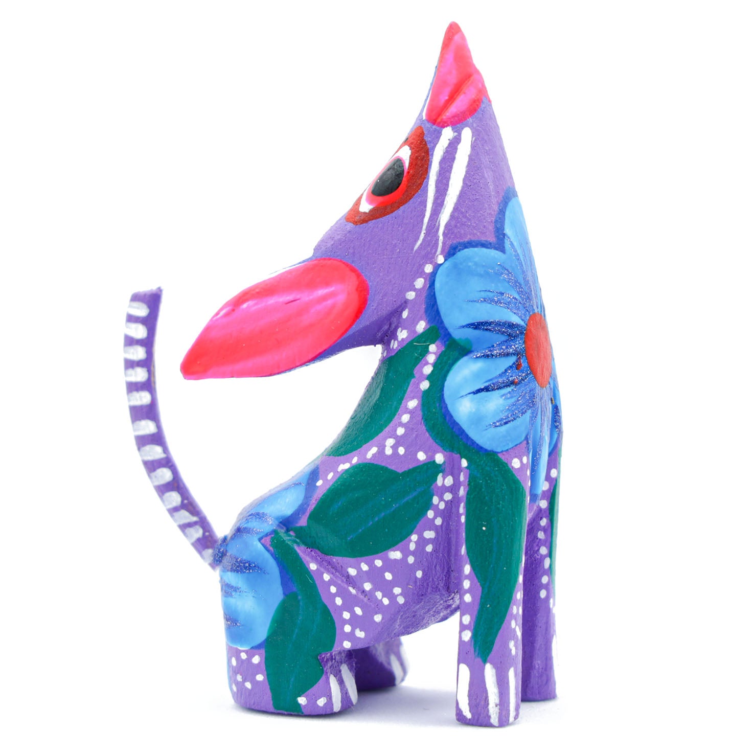 Hand Painted Howling Coyote Wooden Figurine