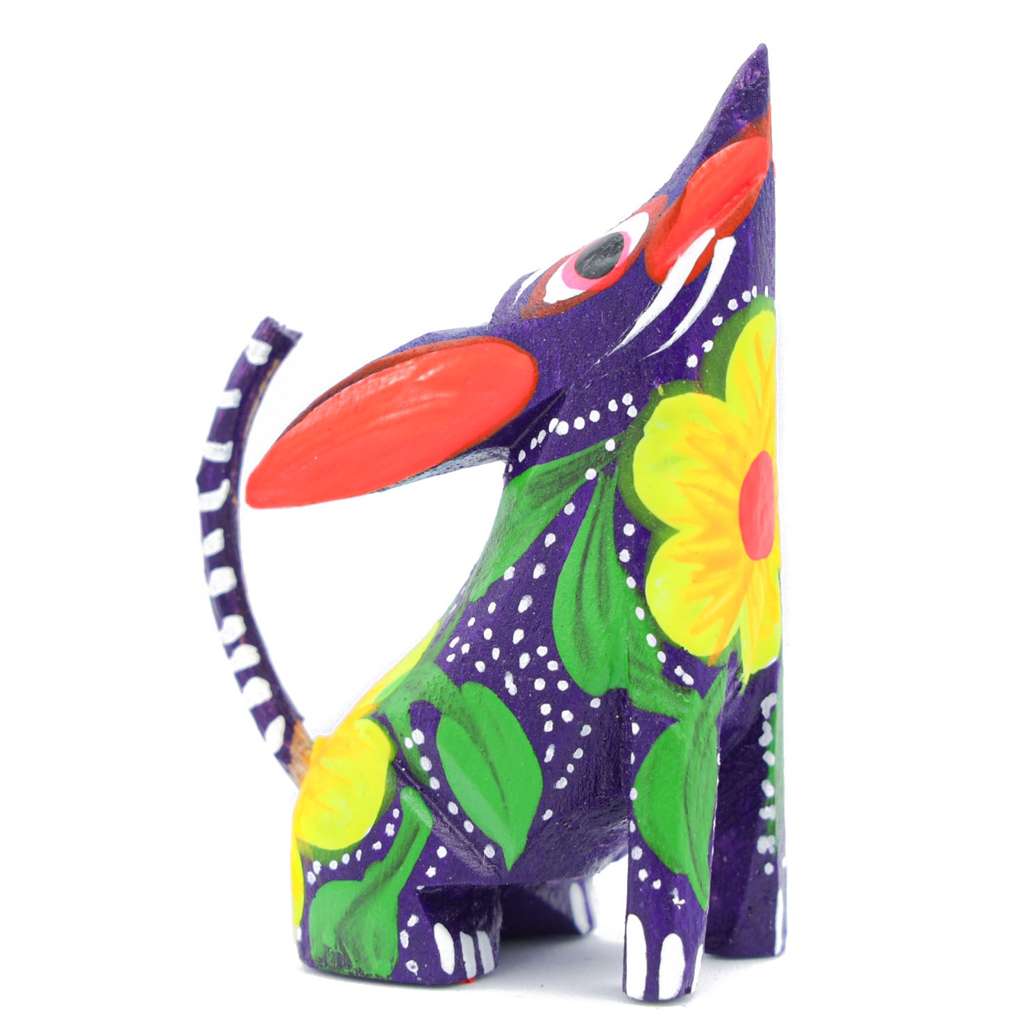 Hand Painted Howling Coyote Wooden Figurine