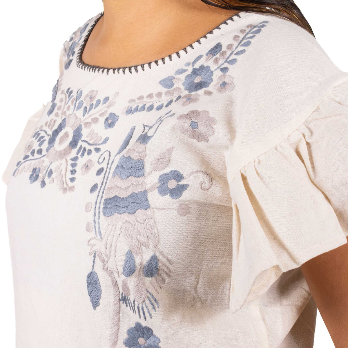 Chilac Embroidered Ajolote Mexican Blouse