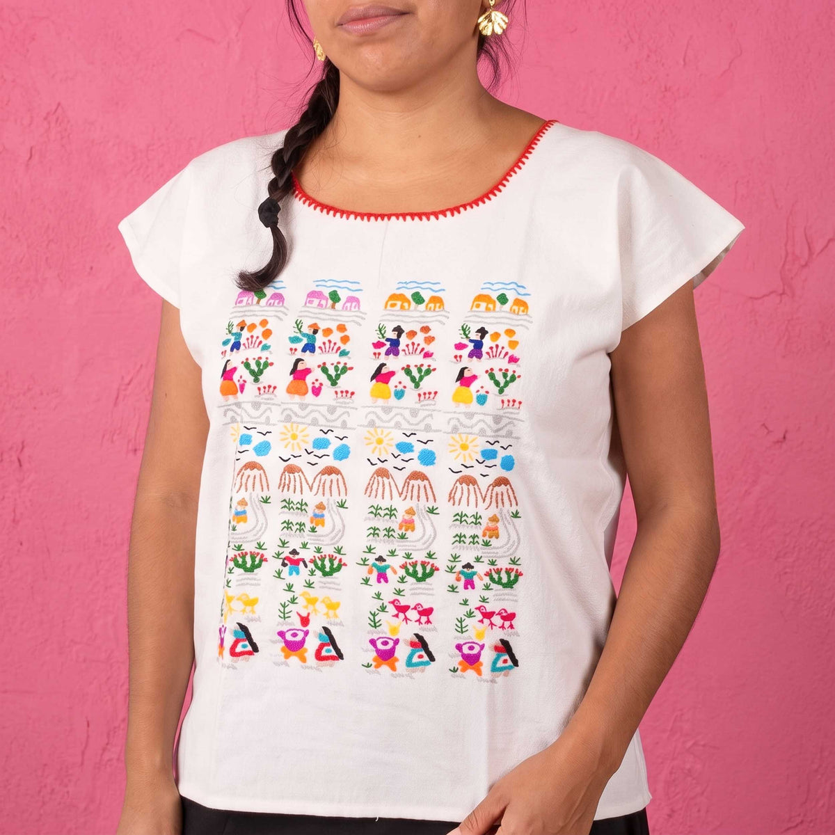 Muñequitos de Chilac Embroidered Huipil Blouse