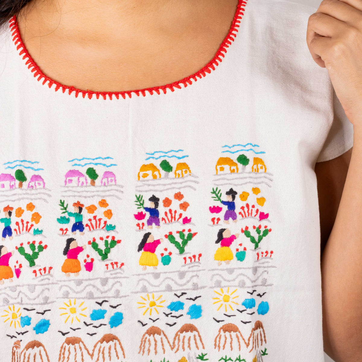Muñequitos de Chilac Embroidered Huipil Blouse