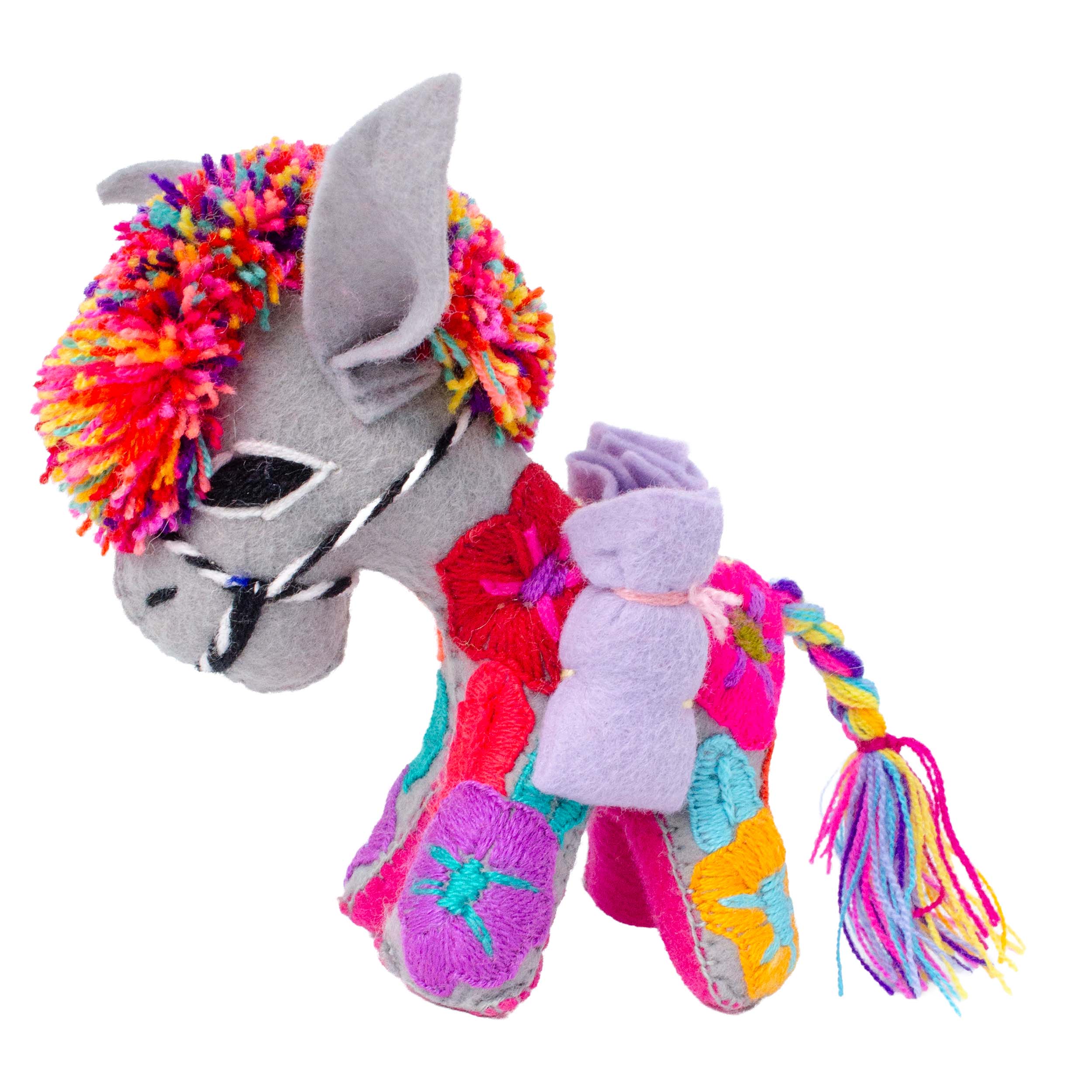 Donkey Hand-Embroidered Stuffed Animal