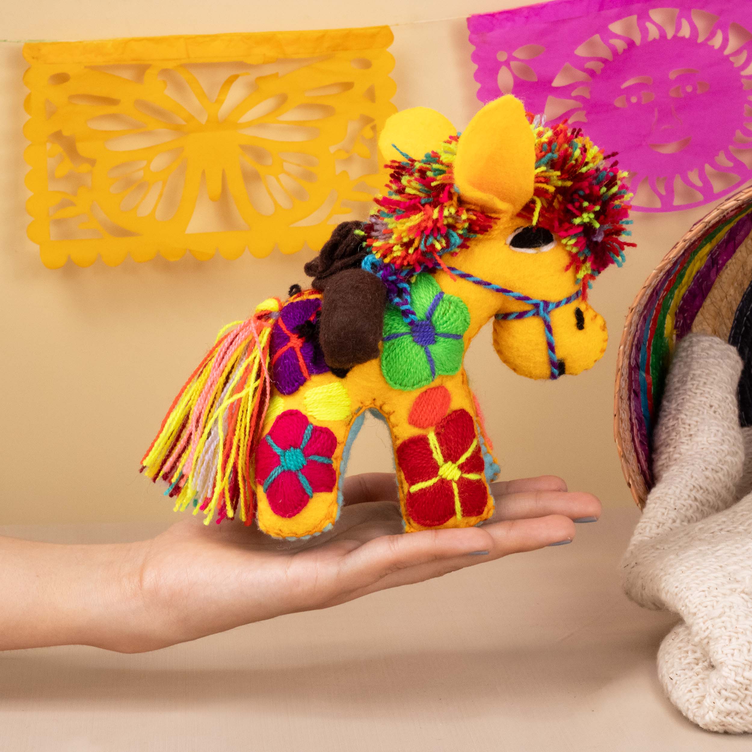 Donkey Hand-Embroidered Stuffed Animal