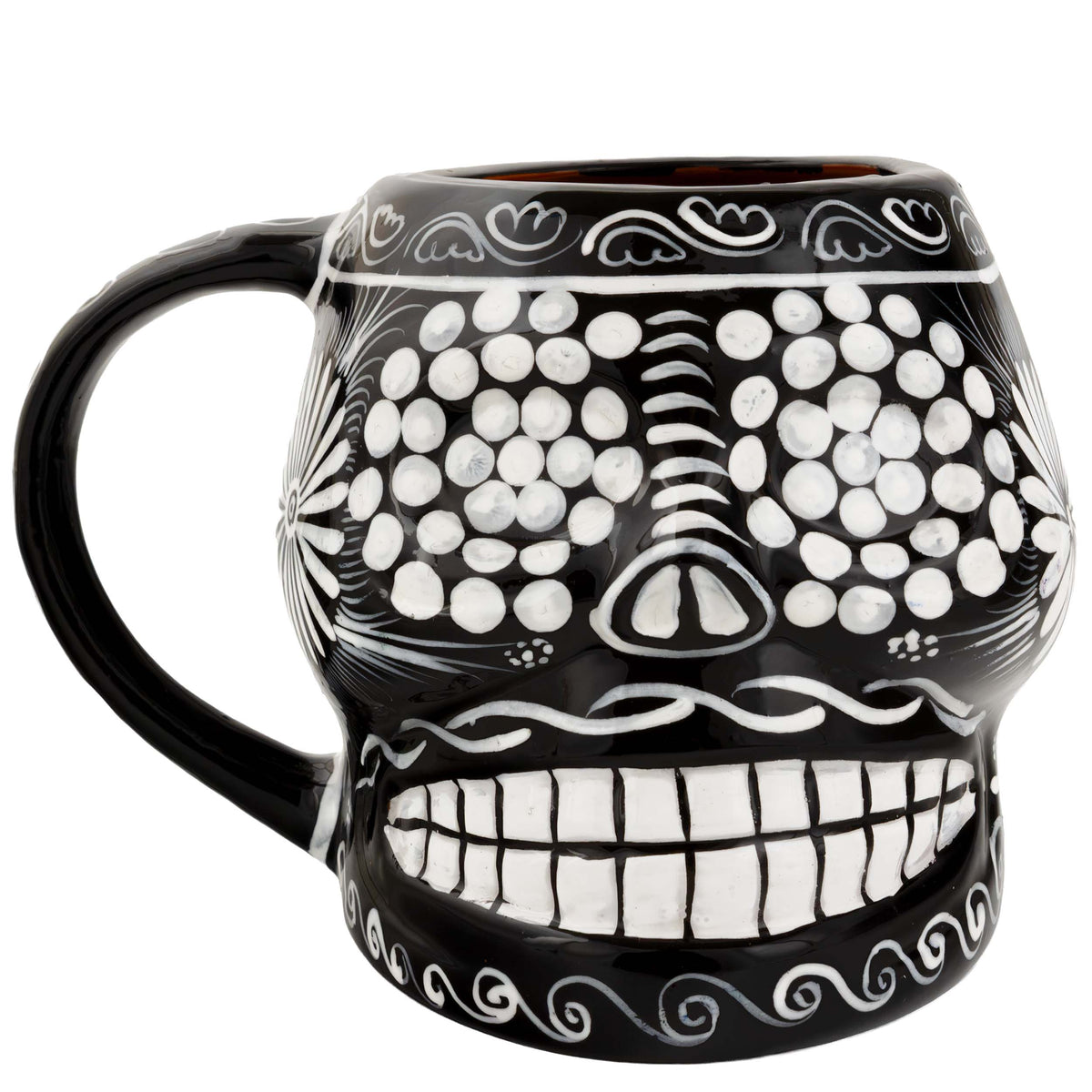 Sugar Skull Hand Painted Xalitla Clay Mug