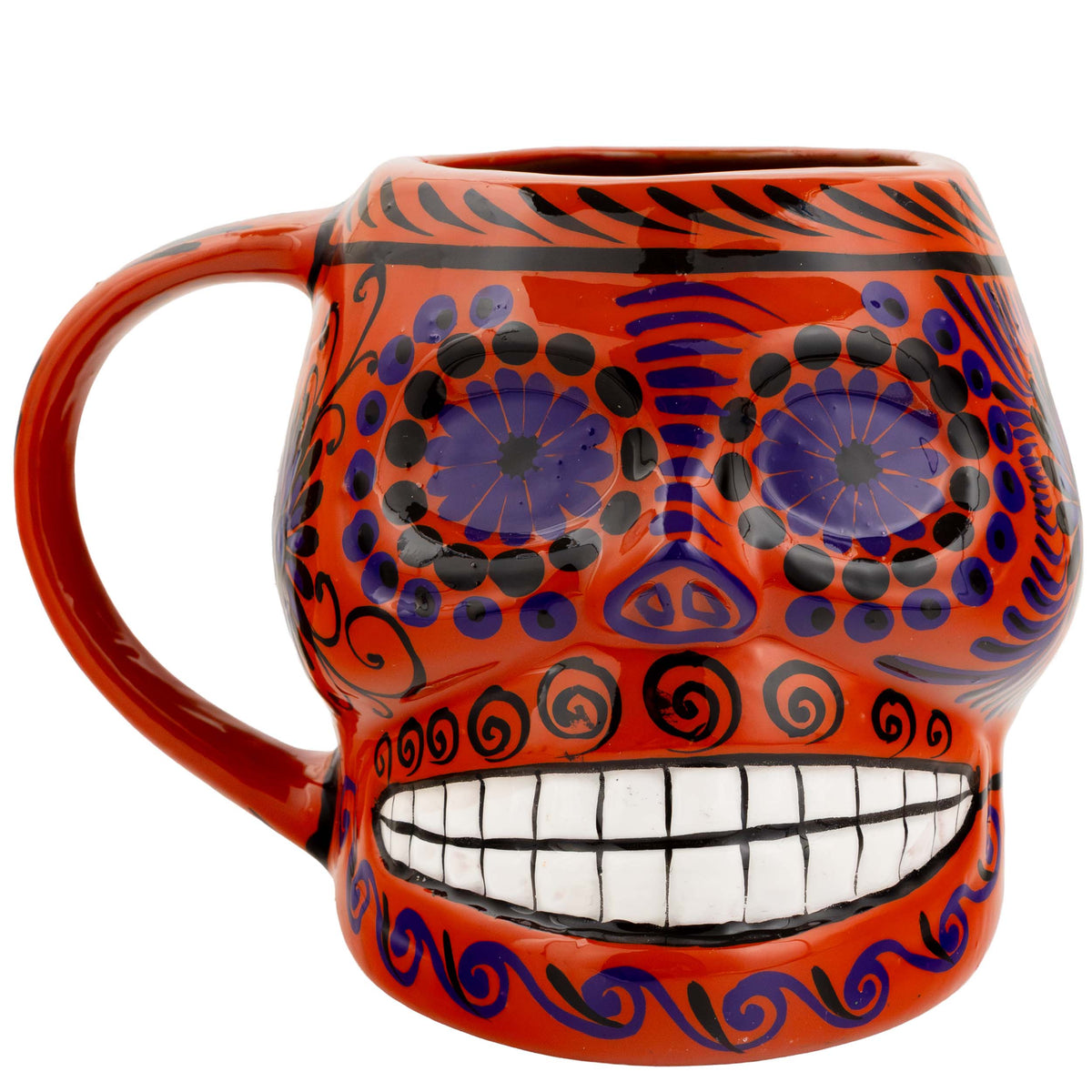 Sugar Skull Hand Painted Xalitla Clay Mug