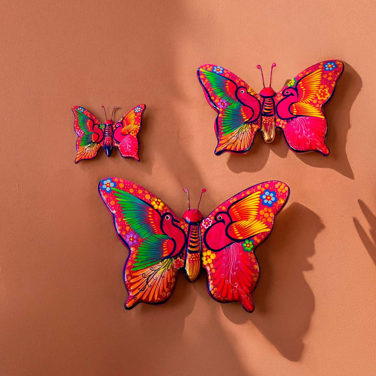 Hand-Painted Xalitla Butterfly Set of 3 Wall Décor | Lolo Mexican