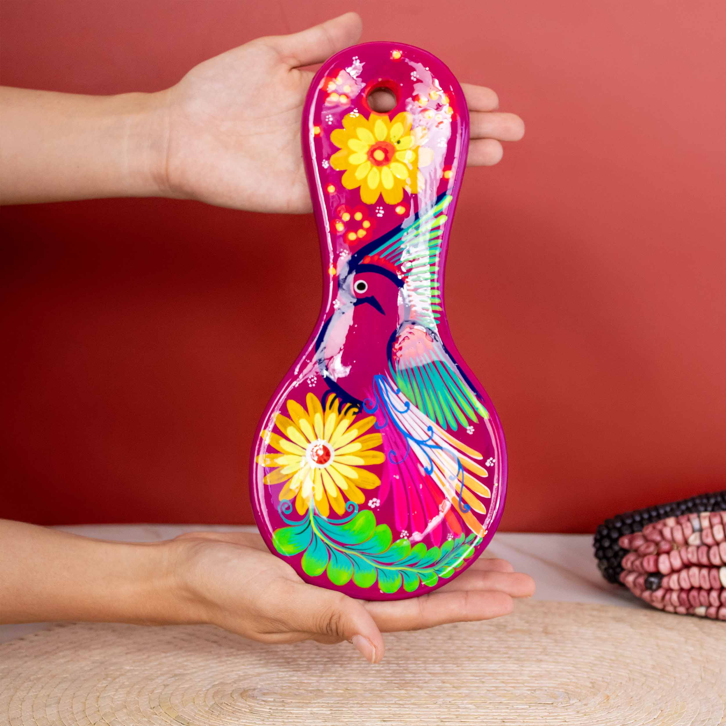 Hand-Painted Xalitla Clay Decorative Spoon Rest