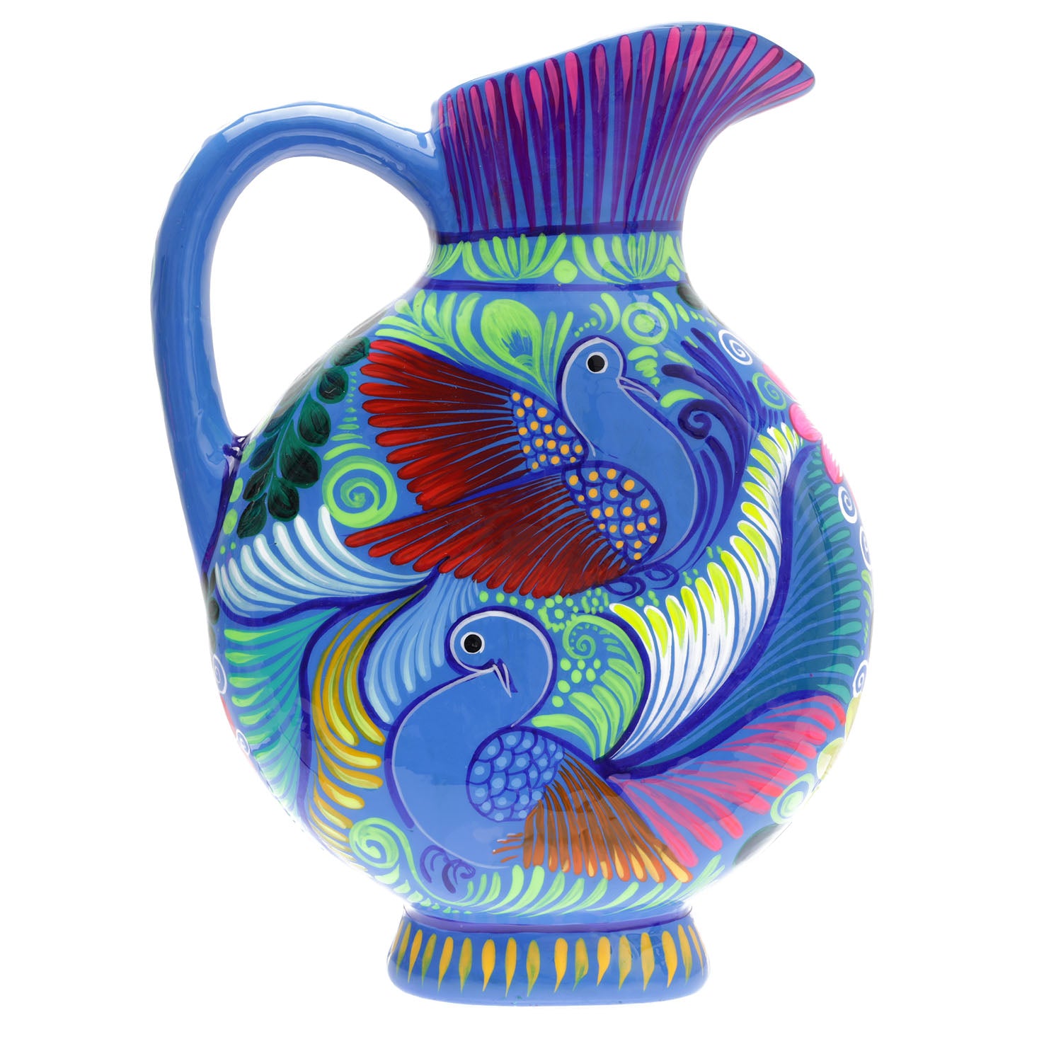 Large Hand-Painted Xalitla Clay Pitcher