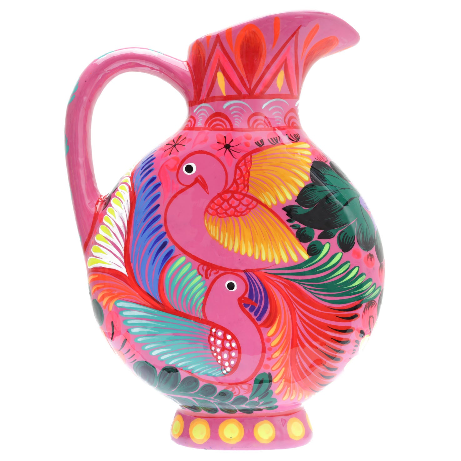 Large Hand-Painted Xalitla Clay Pitcher