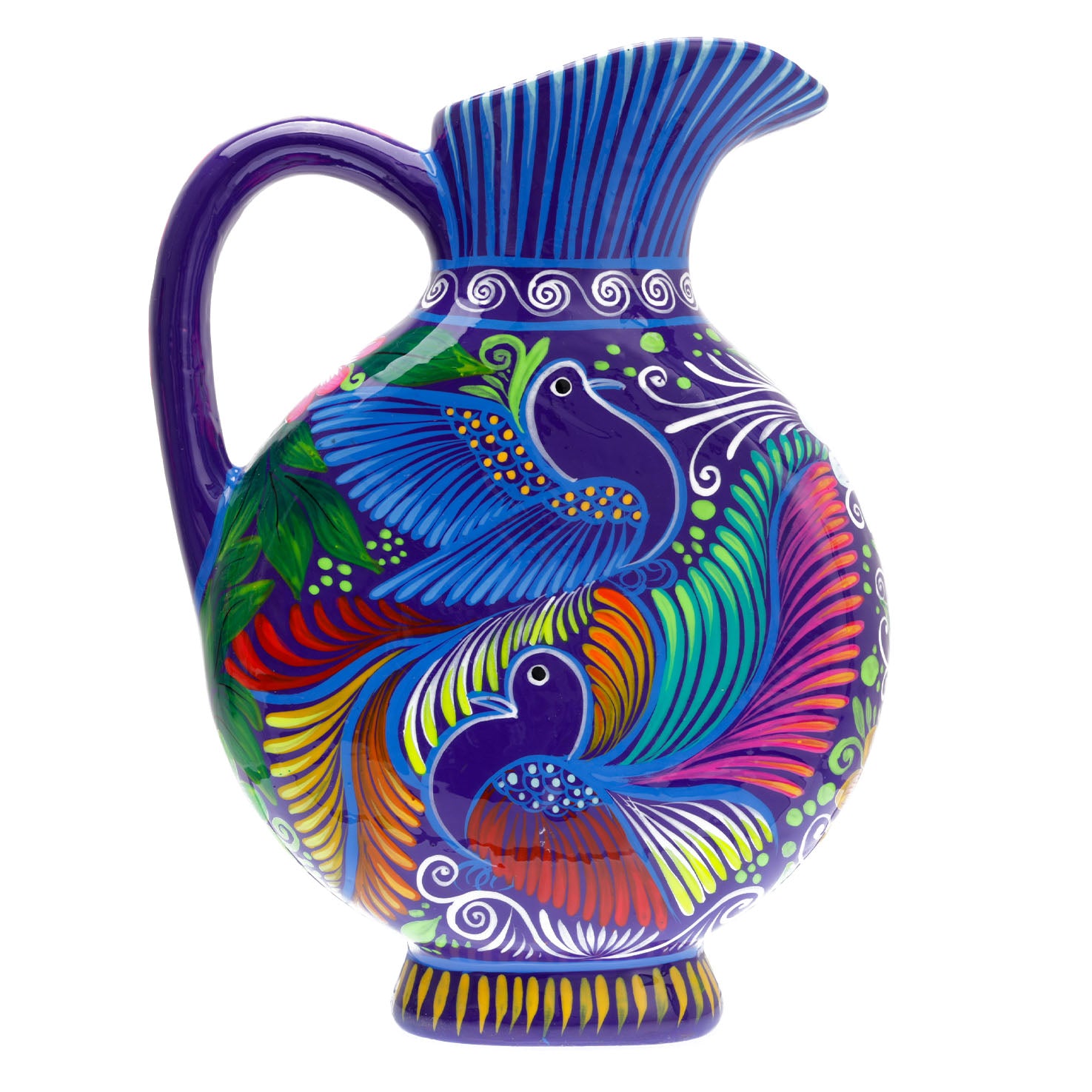 Large Hand-Painted Xalitla Clay Pitcher