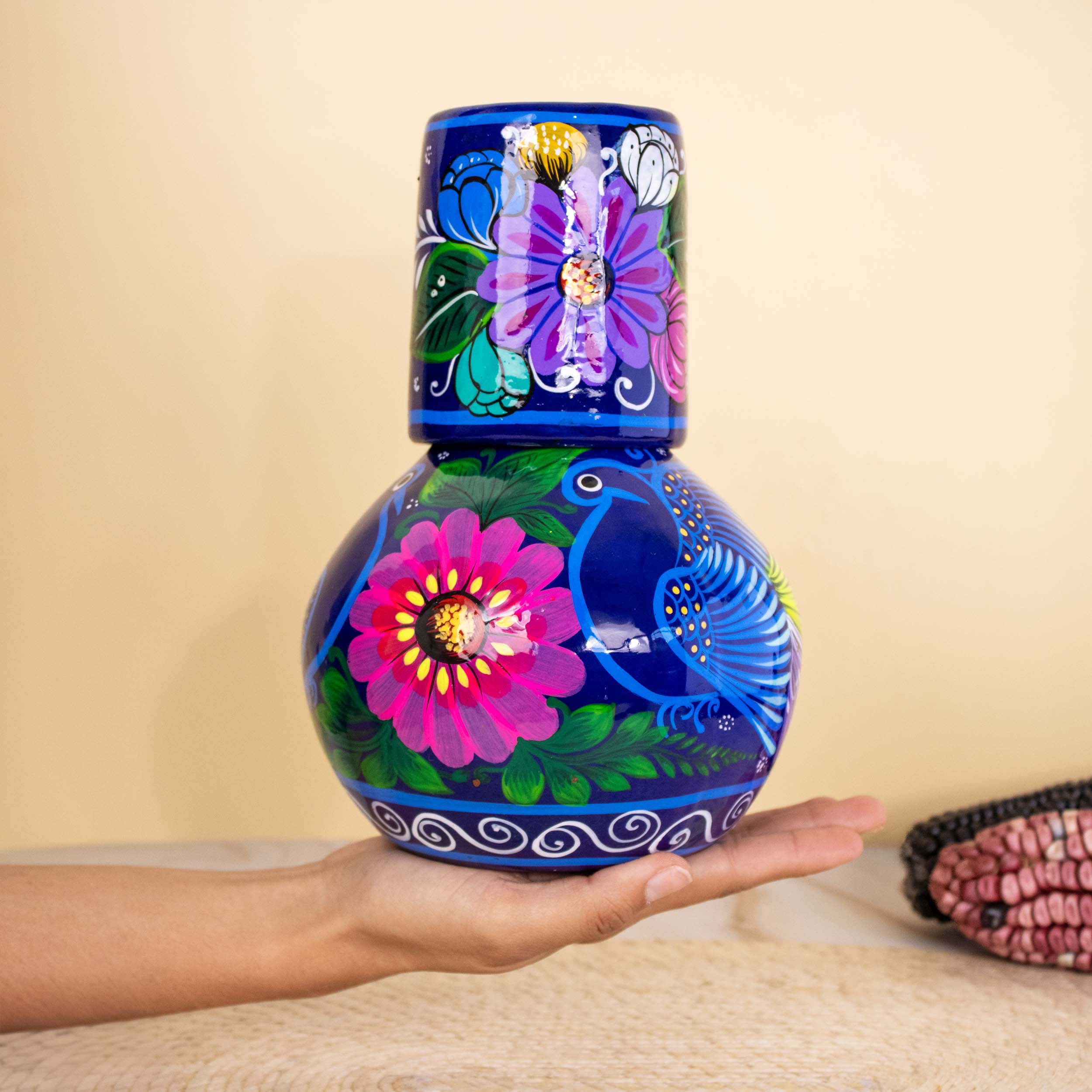 Xalitla Clay Garafe and Glass Set