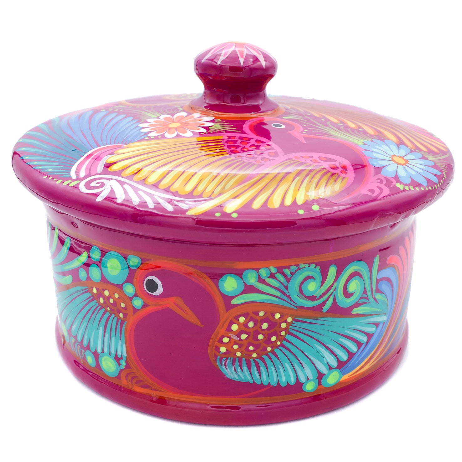 Hand-Painted Xalitla Clay Tortilla Basket