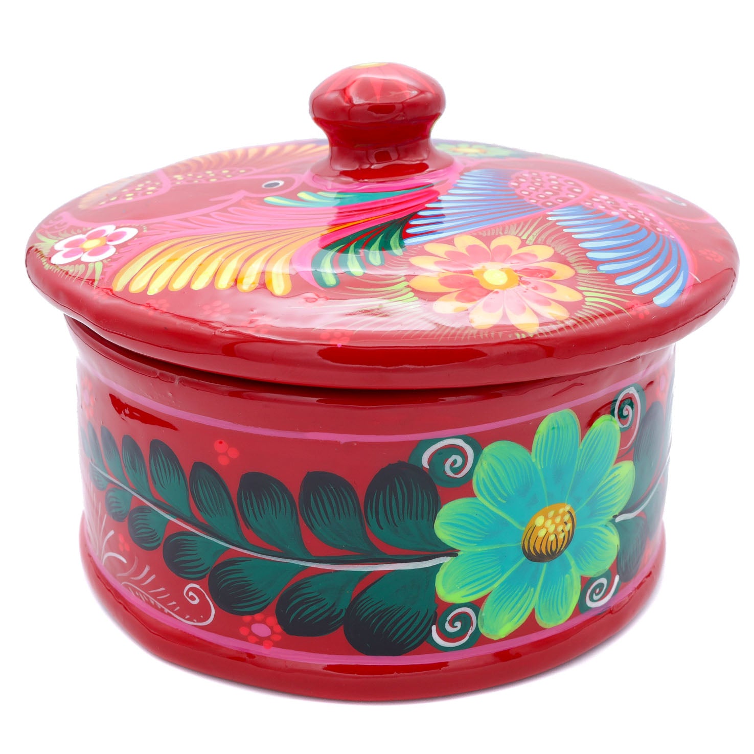Hand-Painted Xalitla Clay Tortilla Basket