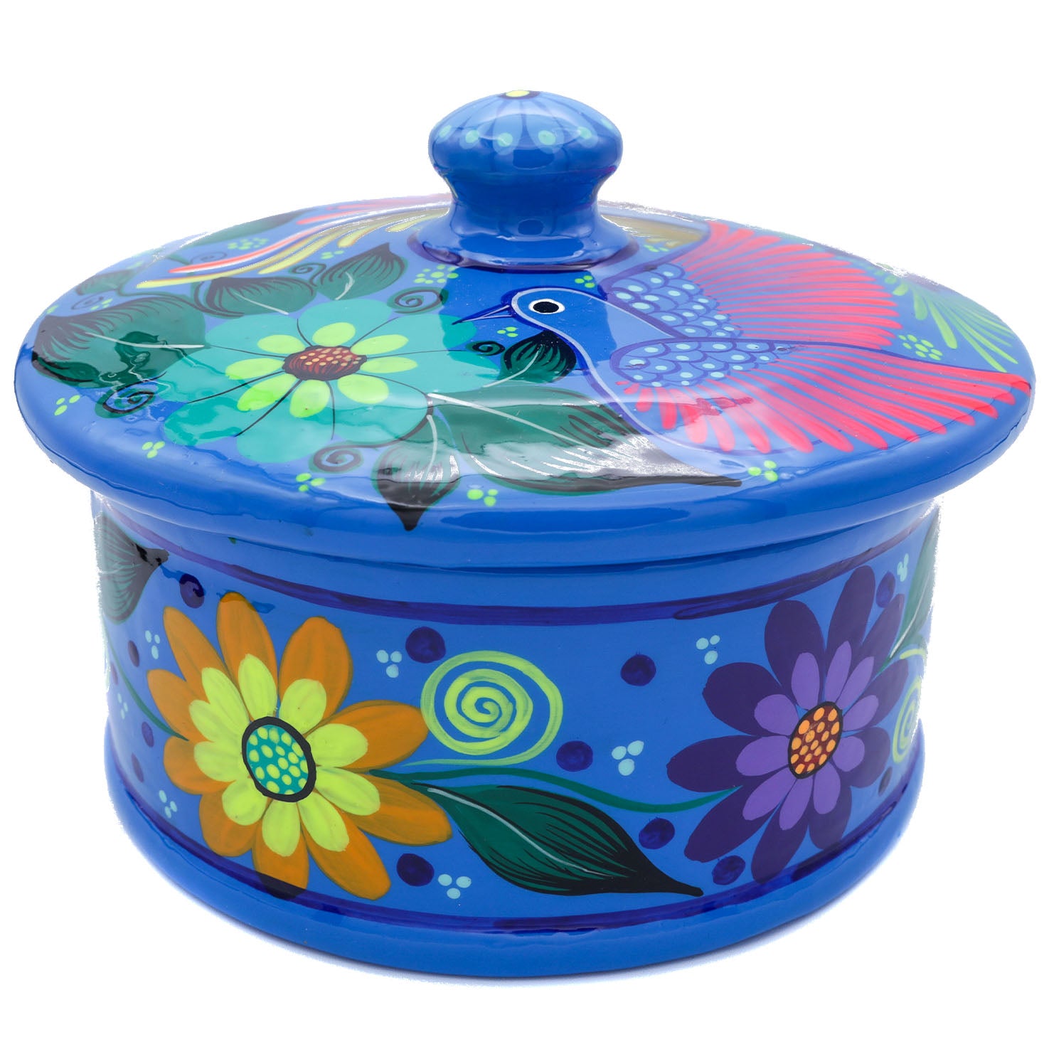 Hand-Painted Xalitla Clay Tortilla Basket