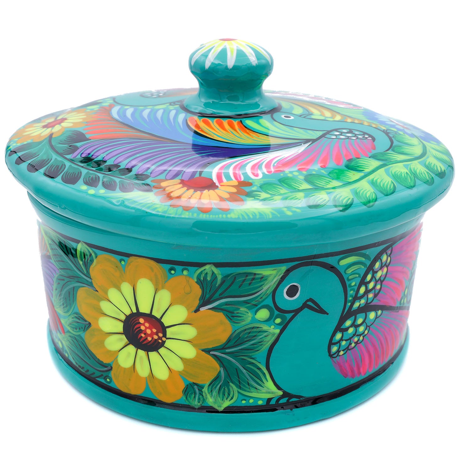 Hand-Painted Xalitla Clay Tortilla Basket
