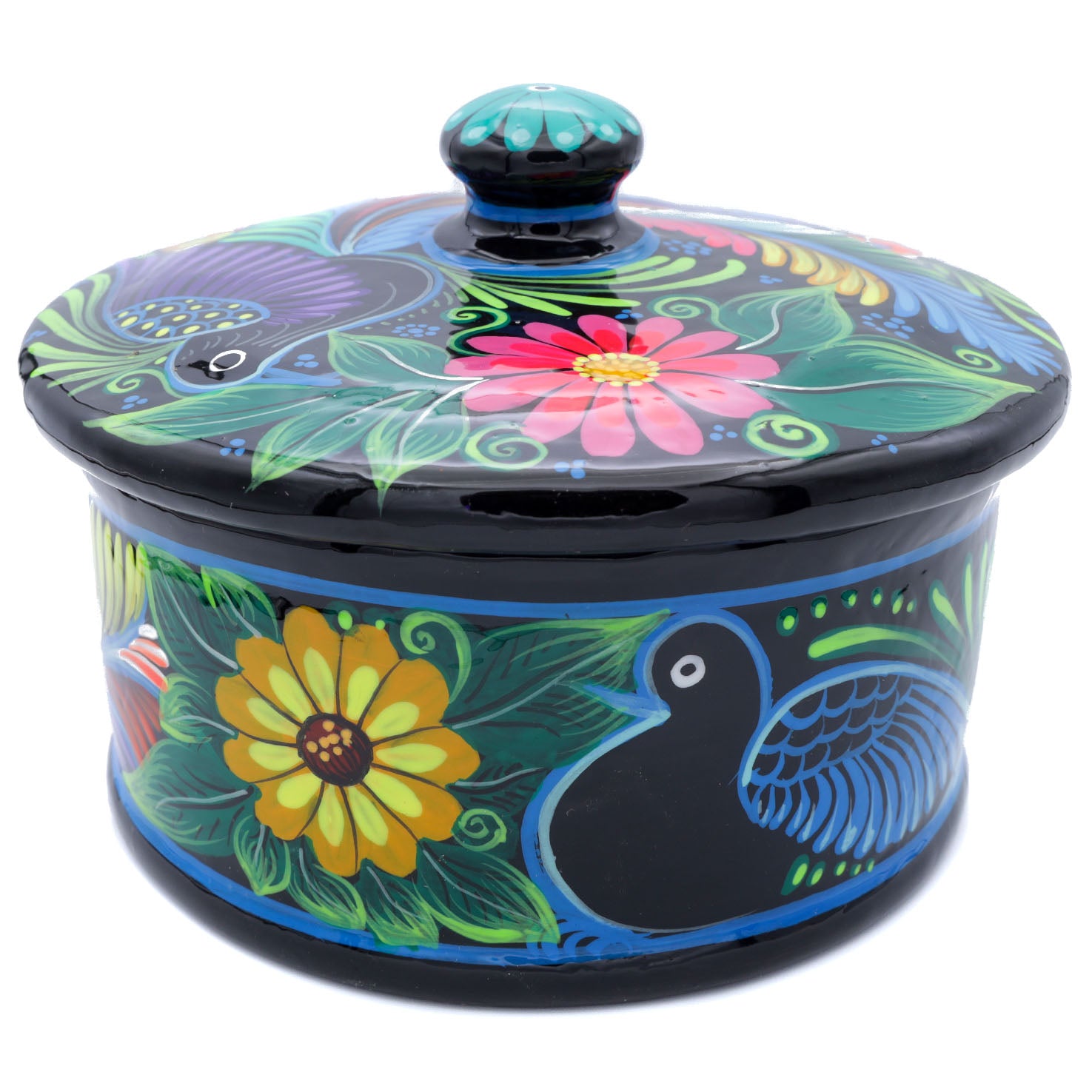 Hand-Painted Xalitla Clay Tortilla Basket