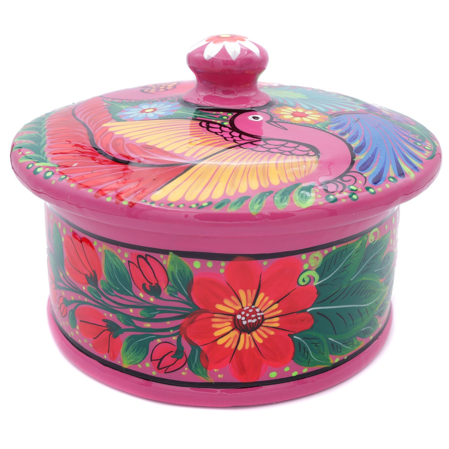 Hand-Painted Xalitla Clay Tortilla Basket