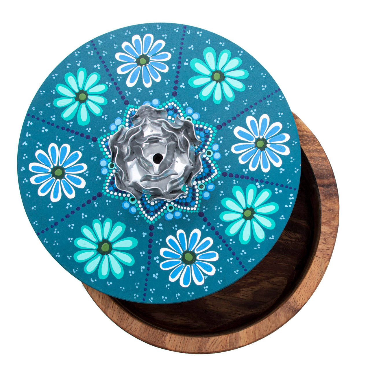 Hand-painted Parota Solid Wood Kitchen Tortillero/Basket
