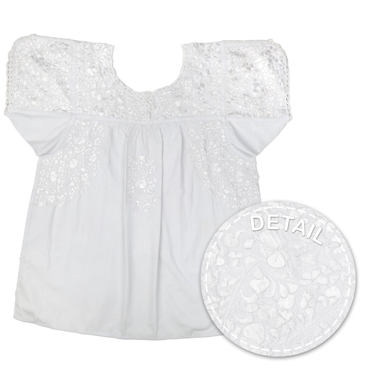 Sophia Hand-Embroidered Short Sleeve Blouse