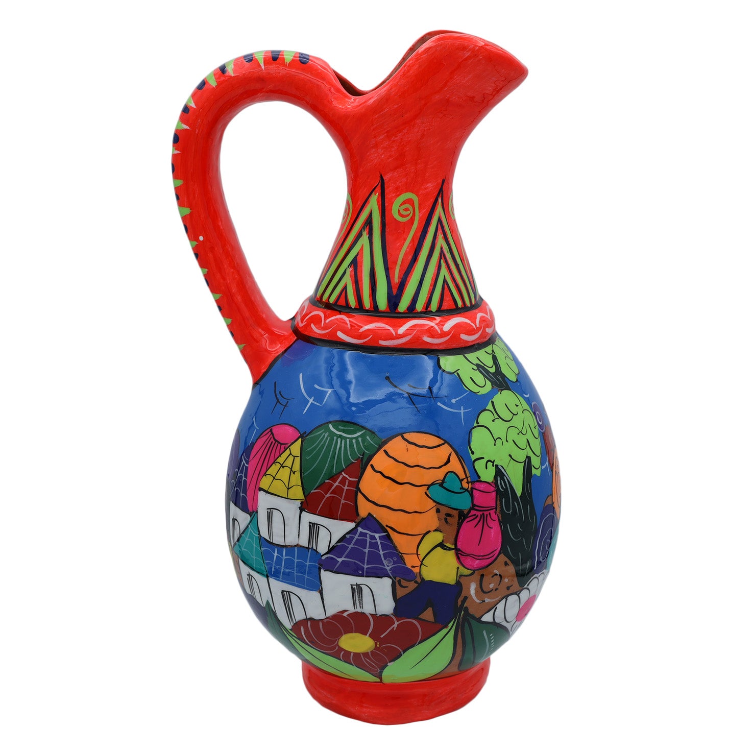 Xalitla Storytelling Round Color Pitcher with Handle