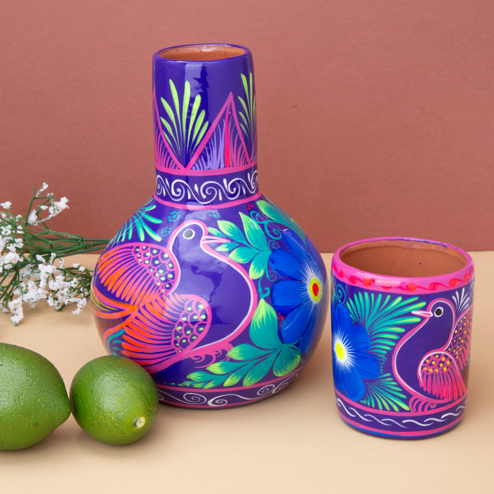 Xalitla Clay Garafe and Glass Set