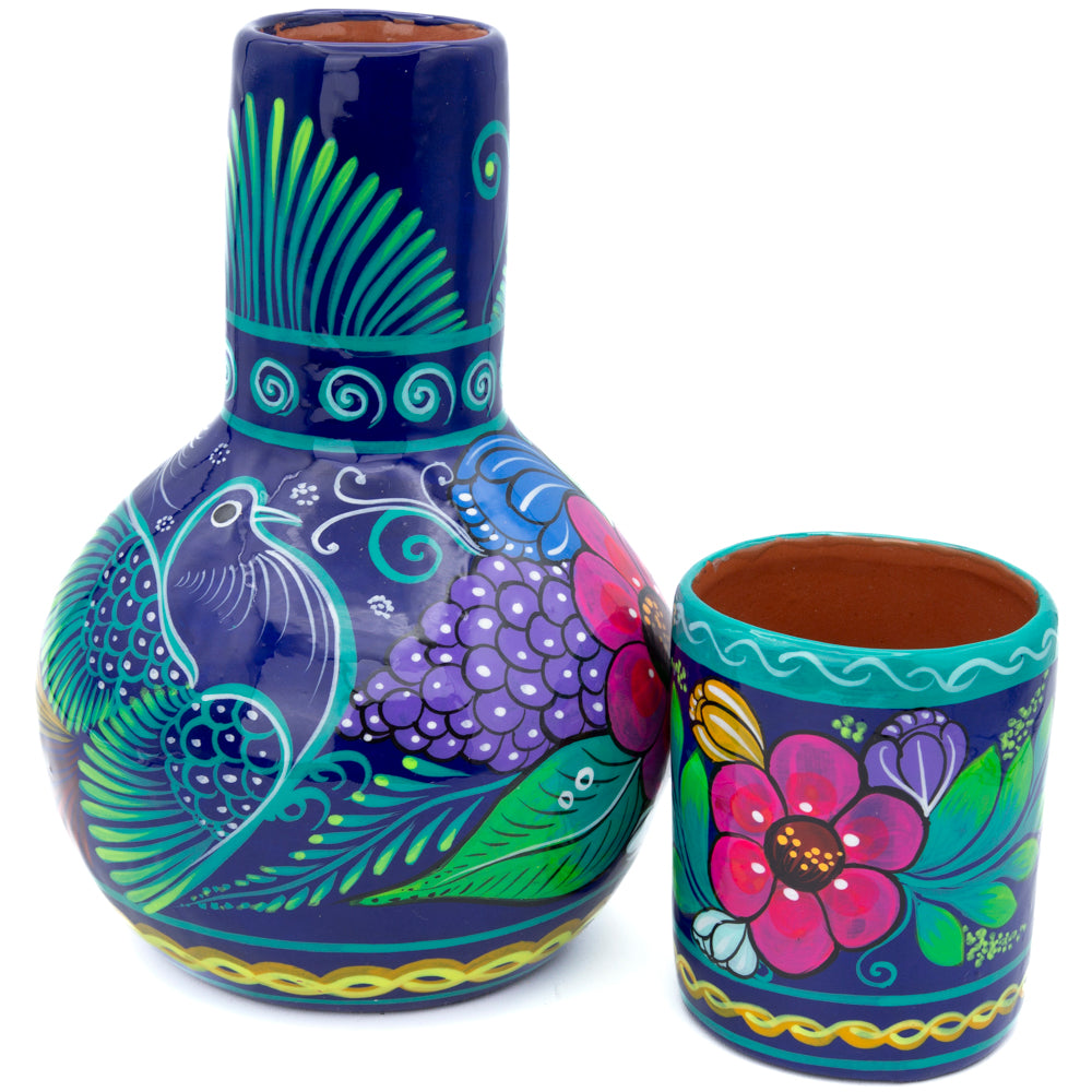 Xalitla Clay Garafe and Glass Set