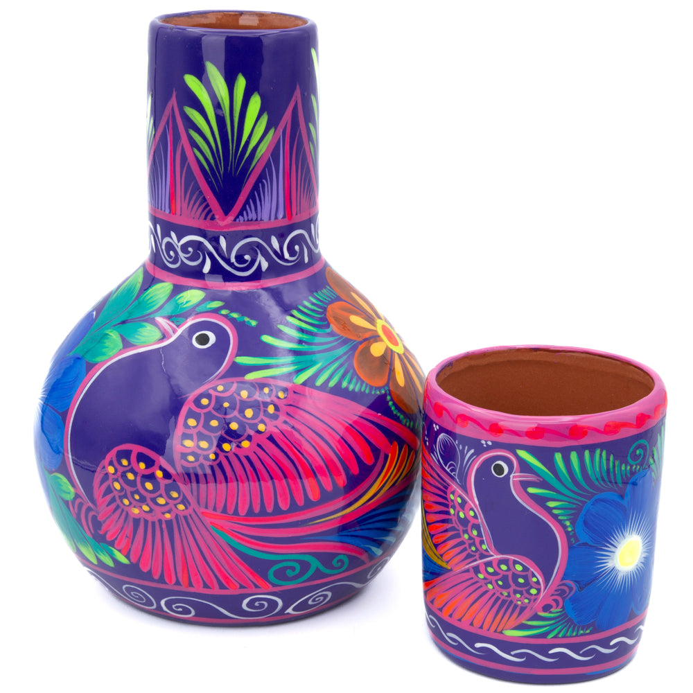 Xalitla Clay Garafe and Glass Set