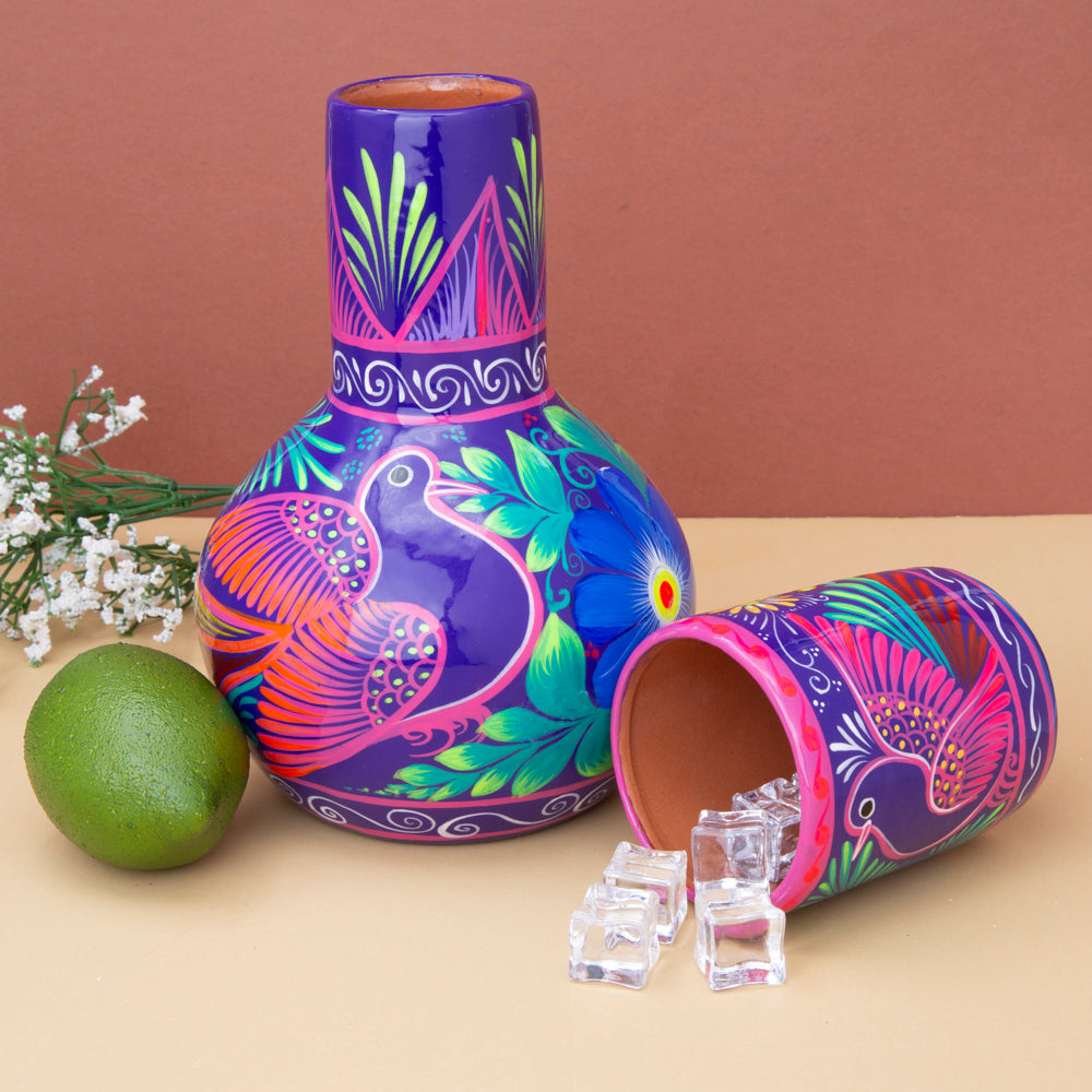 Xalitla Clay Garafe and Glass Set
