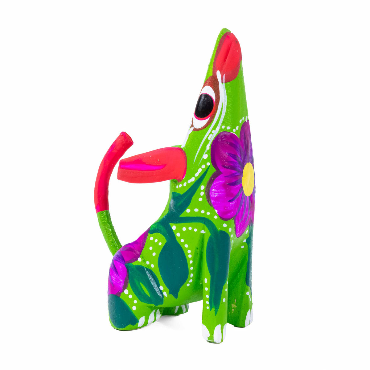 Hand Painted Howling Coyote Wooden Figurine