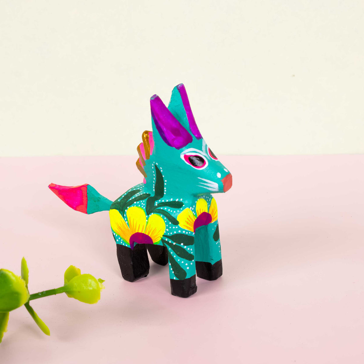Hand Painted Donkey Wooden Figurine