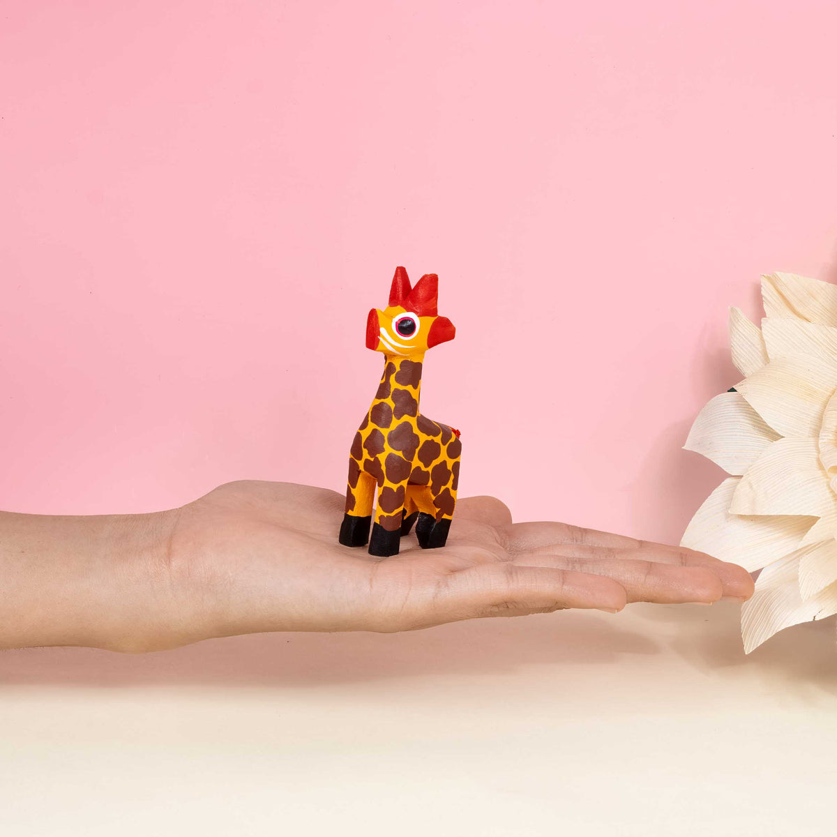 Hand Painted Giraffe Wooden Figurine