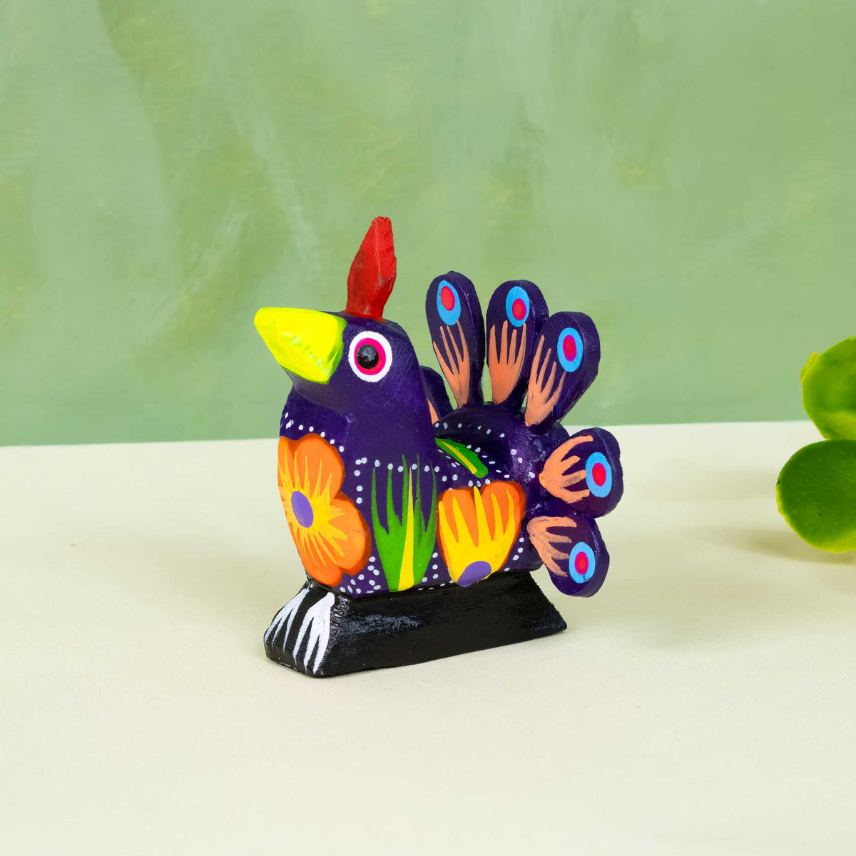 Hand Painted Turkey Bird Wooden Figurine