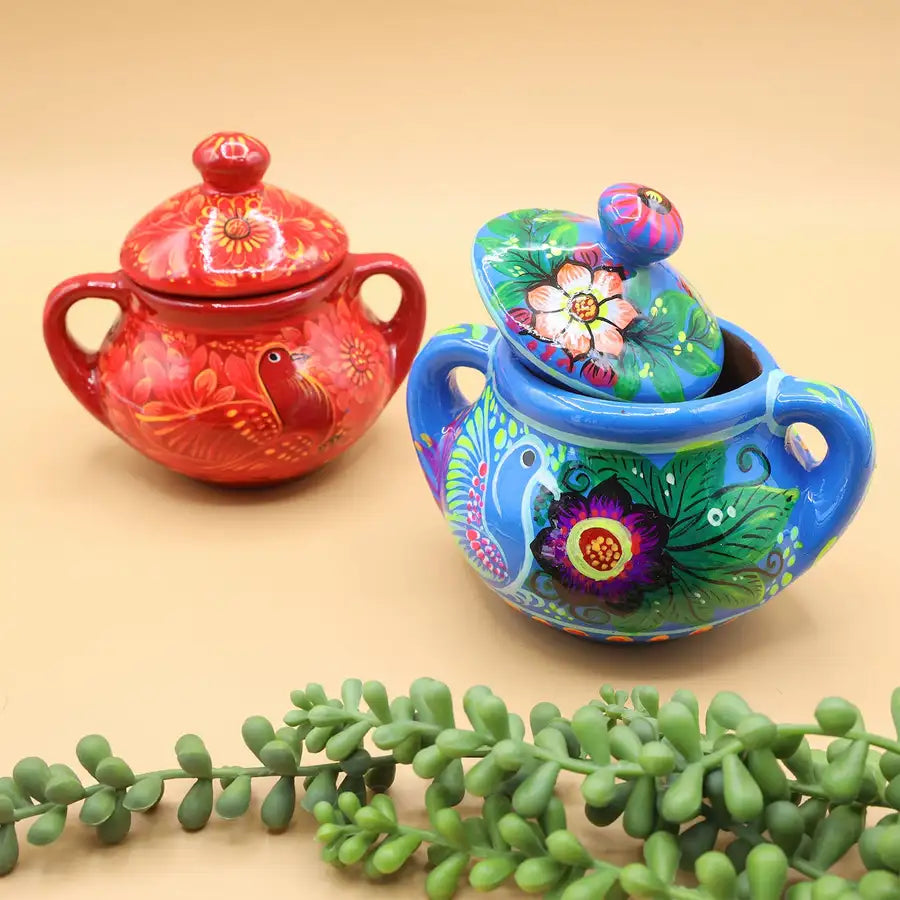 Hand-Painted Xalitla Clay Sugar Bowl