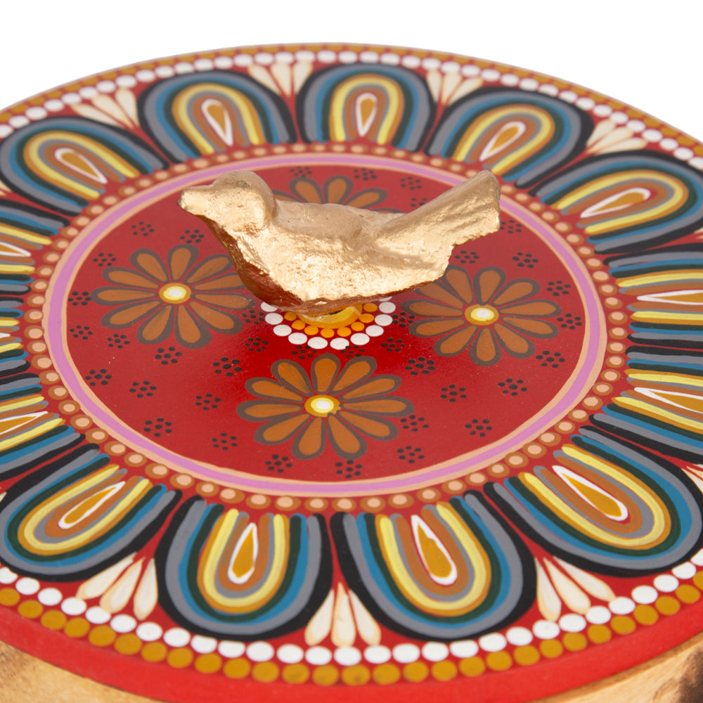 Hand-painted Parota Solid Wood Kitchen Tortillero/Basket