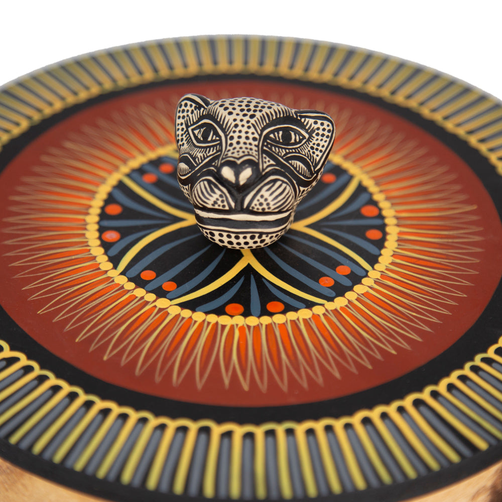 Hand-painted Parota Solid Wood Kitchen Tortillero/Basket