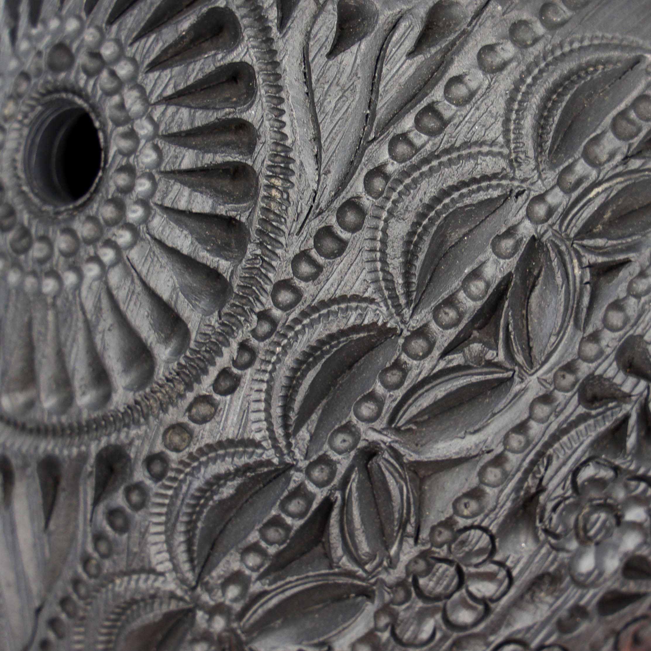 Carved Barro Negro, Black Clay, Heart Wall Art Sculpture