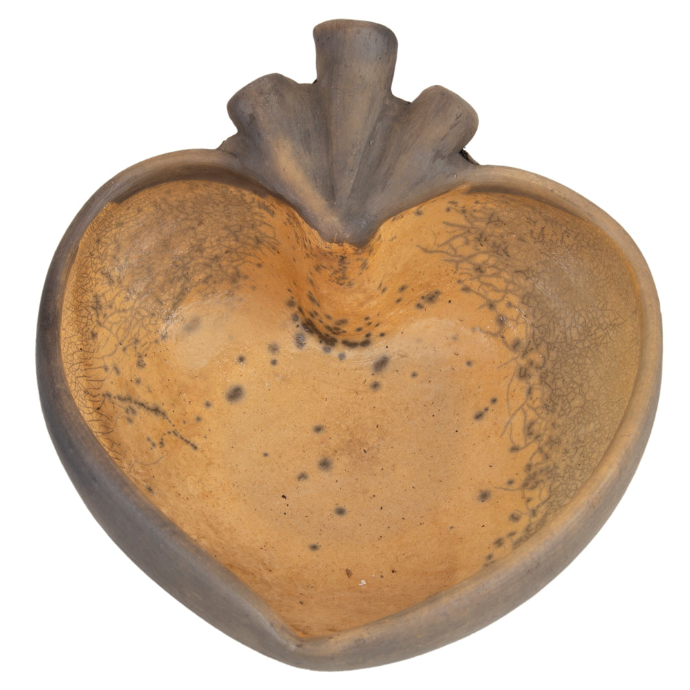 Large Atzompa Heart Clay Bowl