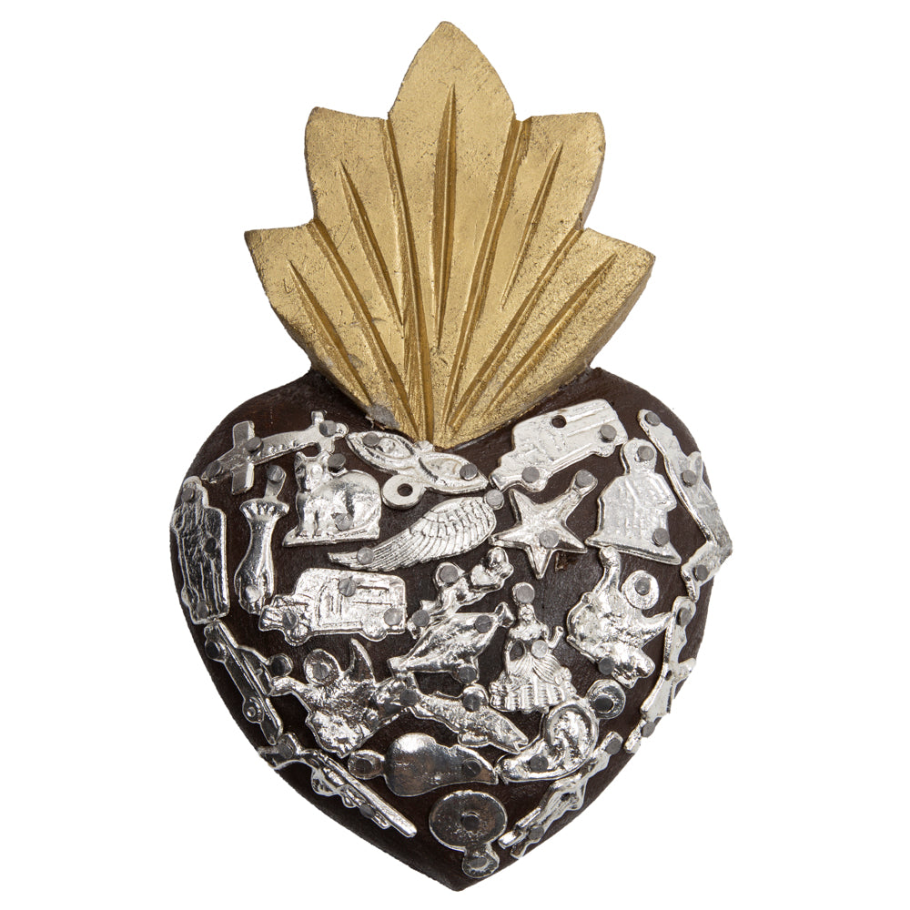 Small Wooden Milagro Heart with Milagritos