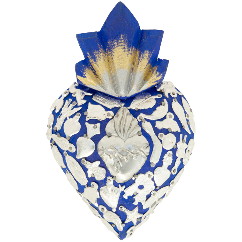 Medium Wooden Sacred Heart with Milagritos