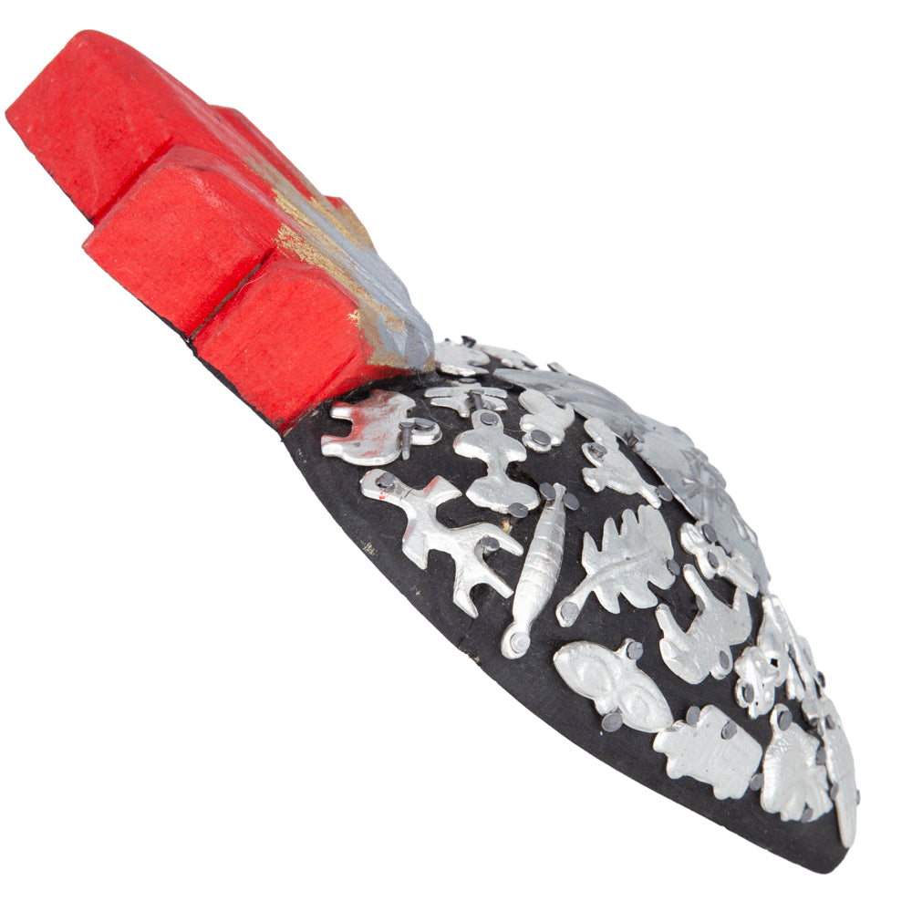 Medium Wooden Sacred Heart with Milagritos