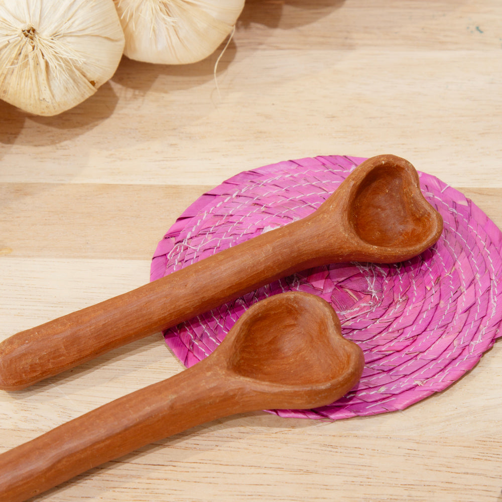 Red Clay Heart-Shaped Spoon