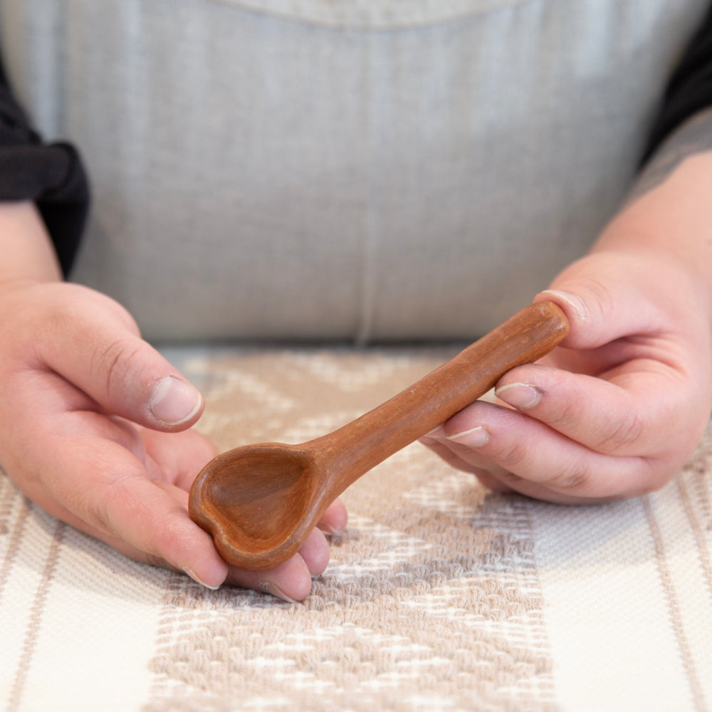 Red Clay Heart-Shaped Spoon