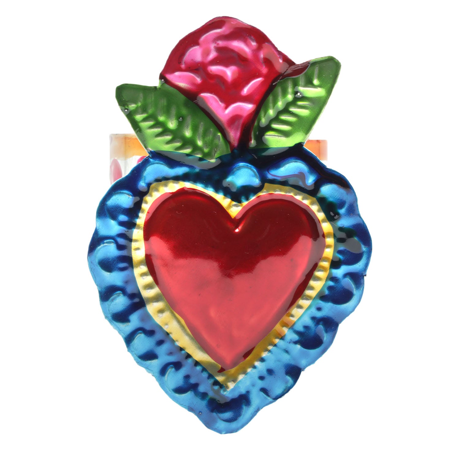 Color Heart Tin Art Milagro Napkin Ring