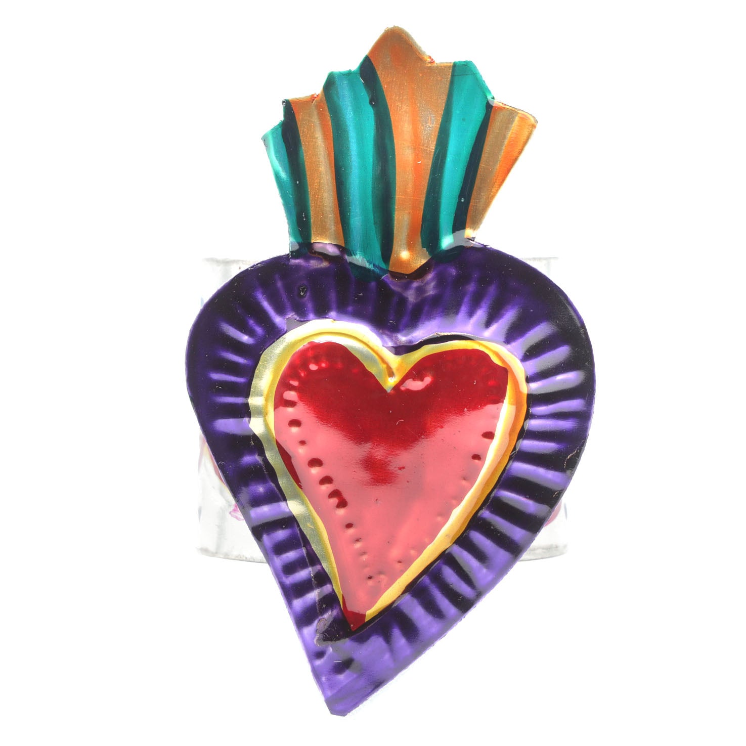 Color Heart Tin Art Milagro Napkin Ring